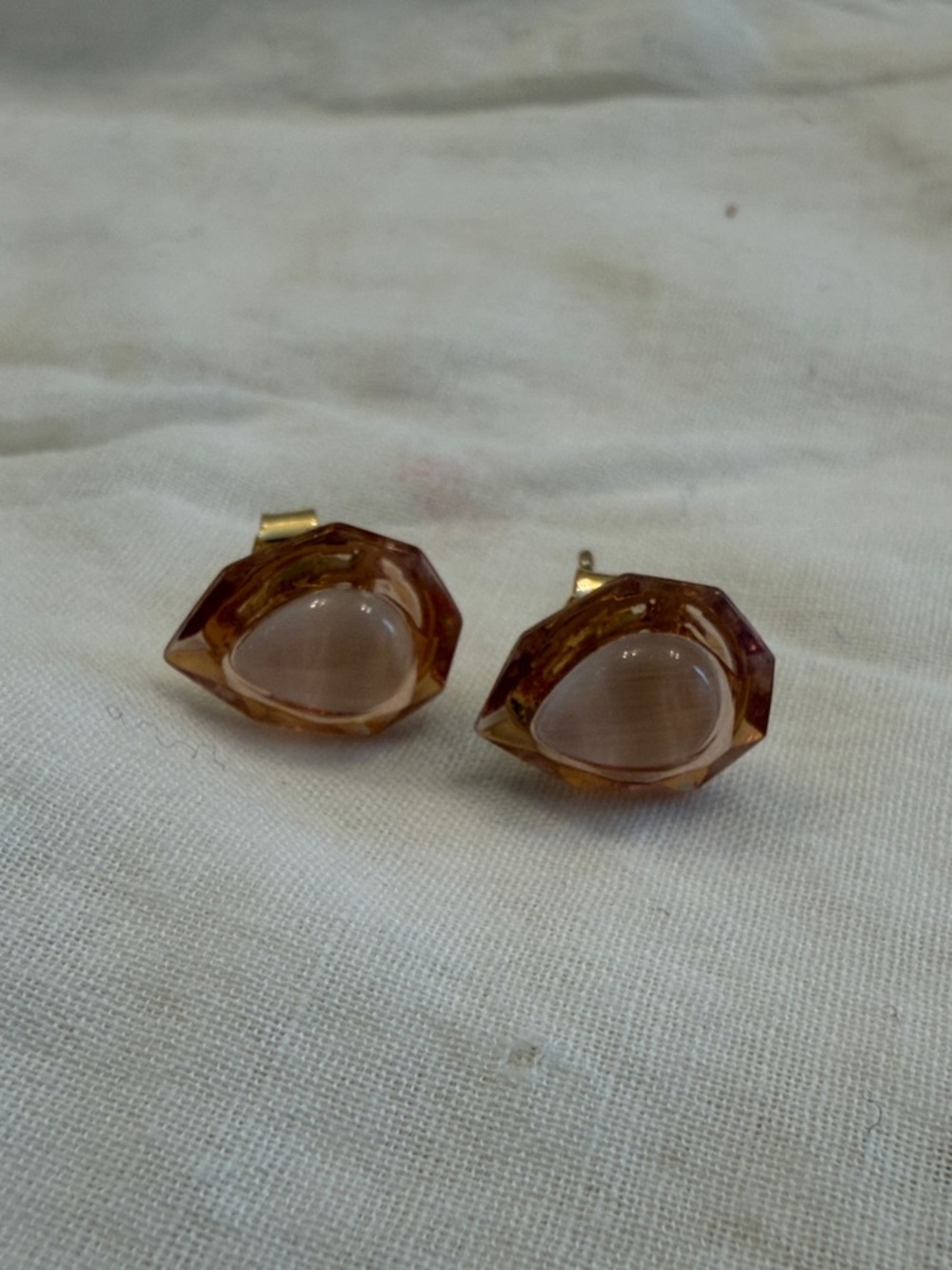 Rose Gold Glass Teardrop Pierced Earrings